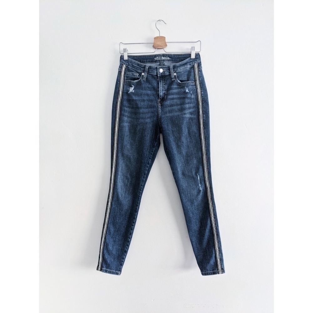 Wild Fable High Rise Striped Skinny Jeans Size 29 Distressed